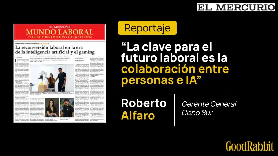 Recorte de prensa de Roberto Alfaro en El Mercurio sobre IA y futuro del trabajo
